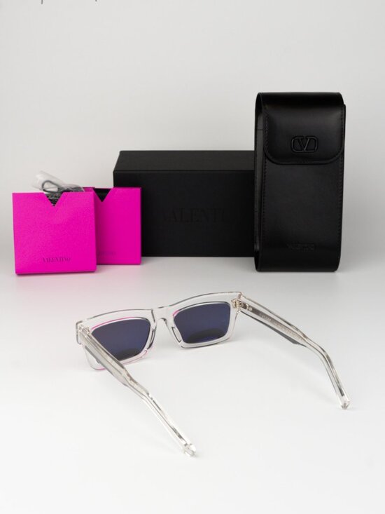 Valentino Women Sunglasses Transparent Grey Rectangle V-SHARP VLS-134 C NEW main image 7